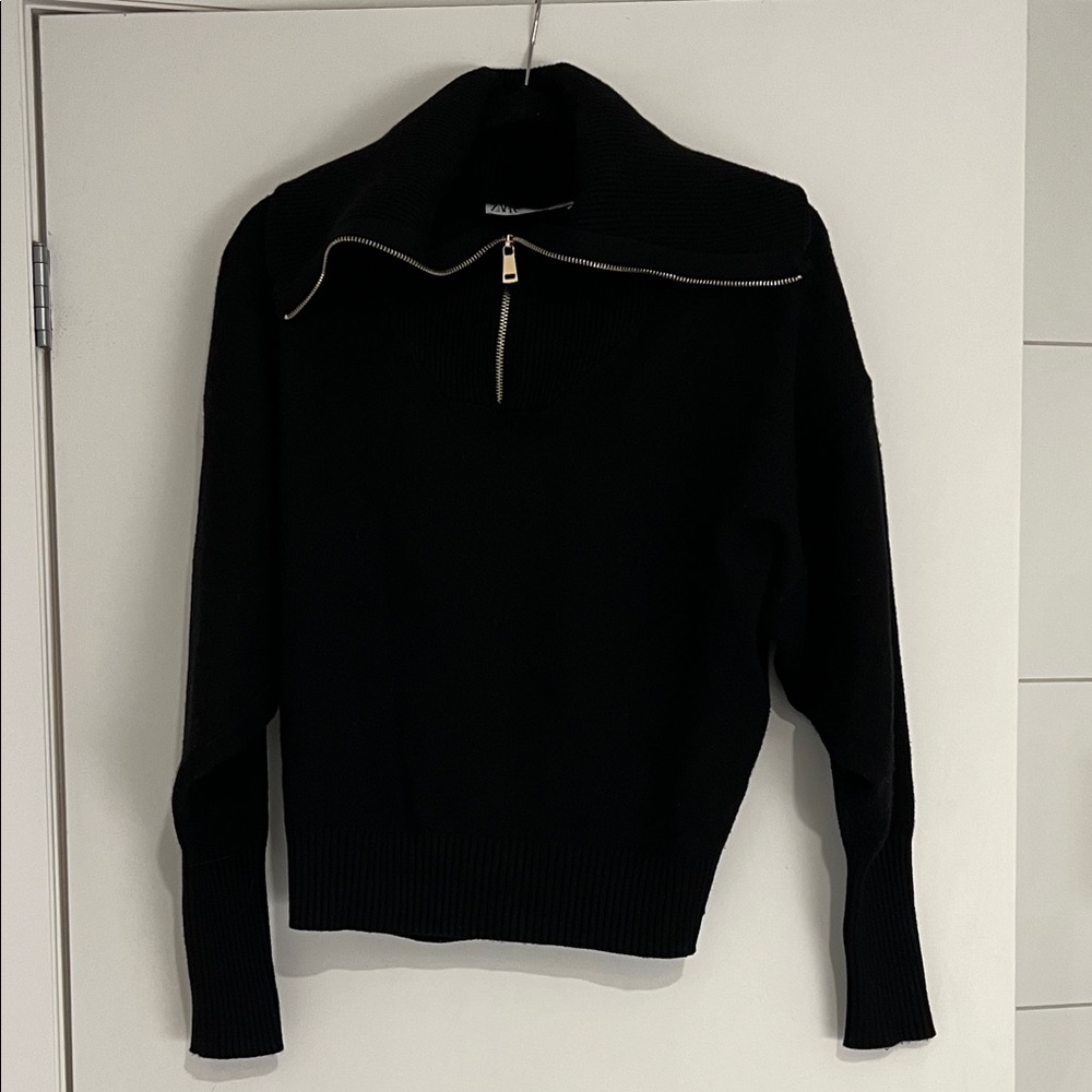 Zara Black Quarter Zip Sweater